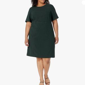 Eliza J Shift Dress Short Sleeve - Hunter Green- 14W - NWT
